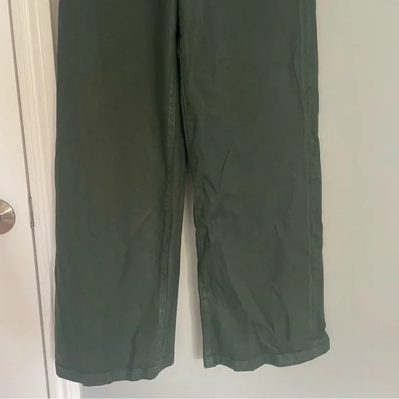 Favorite Daughter "The Mischa" Belize Green Shiny Coated Sheen Wide Leg Pant - Picture 5 of 17
